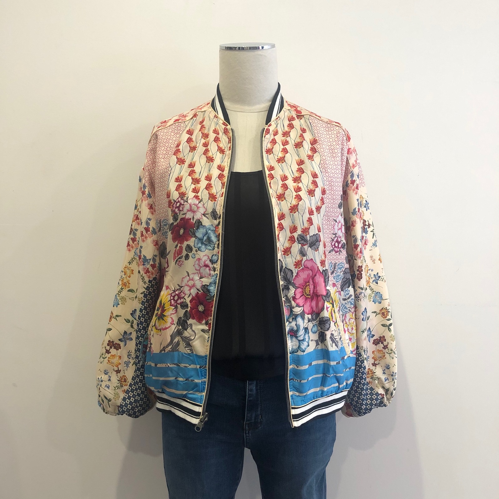 Quirkee Birds - Johnny Was Reversible Silk Bomber Jacket